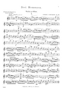 Partition complète et , partie (avec , partie pour clarinette en A), 3 Romances, Op. 94