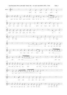 Partition Alto 2 , partie, Psalm No.100, Pachelbel, Johann