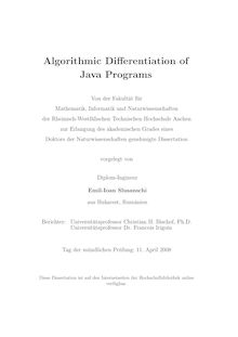 Algorithmic differentiation of Java programs [Elektronische Ressource] / vorgelegt von Emil-Ioan Slusanschi