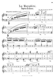 Partition complète, La Bayadère, Op.66, Caprice de Genre, Bovy-Lysberg, Charles Samuel