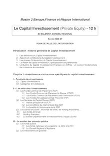 Le Capital Investissement (Private Equity) - 12 h