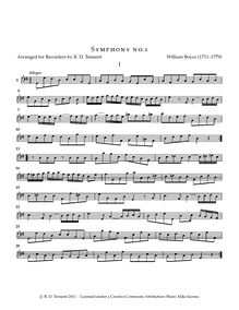 Partition , partie pour basse enregistrement , Symphony No.1, B♭ major