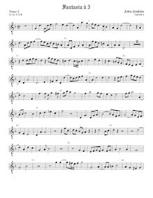 Partition ténor viole de gambe 2, octave aigu clef, fantaisies pour 5 violes de gambe par John Jenkins par John Jenkins