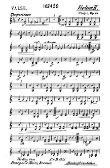 Partition violon 2 , partie, Grande valse brillante, E♭ major, Chopin, Frédéric