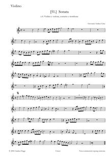 Partition violon, Sonata à 4, Sonata à 4. Violino e violone, cornetto e trombone