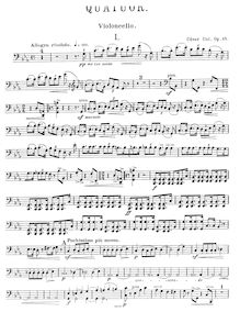 Partition violoncelle, corde quatuor No.1, Quatour pour 2 violons, alto, et violoncelle