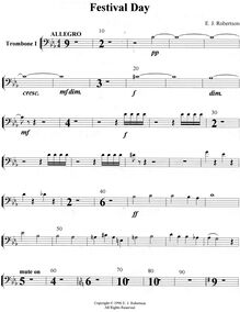 Partition Trombone 1, Festival Day, E-flat, Robertson, Ernest John