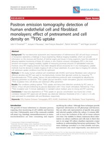 Positron emission tomography detection of human endothelial cell and fibroblast monolayers: effect of pretreament and cell density on 18FDG uptake