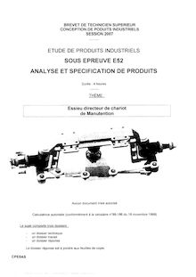 Analyse et spécification de produits 2007 BTS Conception de produits industriels