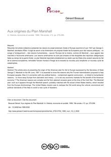 Aux origines du Plan Marshall - article ; n°2 ; vol.18, pg 275-296
