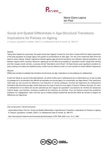 Social and Spatial Differentials in Age-Structural Transitions. Implications for Policies on Ageing - article ; n°3 ; vol.18, pg 399-410