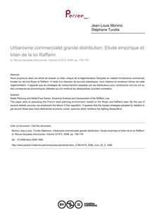 Urbanisme commercialet grande distribution. Etude empirique et bilan de la loi Raffarin - article ; n°2 ; vol.23, pg 139-178