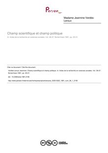 Champ scientifique et champ politique - article ; n°1 ; vol.36, pg 25-31
