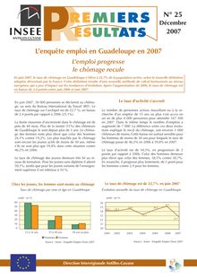 L enquête emploi en Guadeloupe en 2007 : L emploi progresse, le chômage recule