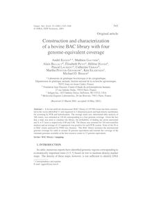 Construction and characterization of a bovine BAC library with four genome-equivalent coverage