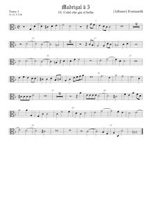 Partition ténor viole de gambe 1, alto clef, Secondo Libro de Madrigali par Alfonso Fontanelli