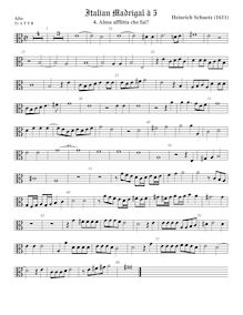 Partition ténor viole de gambe 1, alto clef, italien madrigaux, Schütz, Heinrich