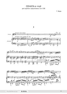 Partition Score et partition de violon - complete, Deuxieme Sonate pour Violon et Piano, Op.108