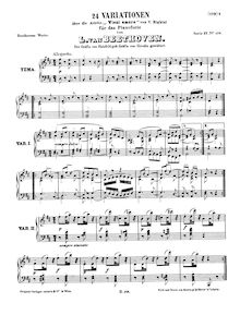 Partition complète, Twenty-four variations pour piano on Vincenzo Righini s aria  Venni Amore , WoO 65 par Ludwig van Beethoven