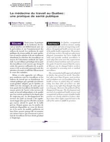 La médecine du travail au Québec : une pratique de santé publique - article ; n°2 ; vol.5, pg 15-21