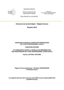Rapport du jury du CAPLP interne de lettres -  Concours du second ...
