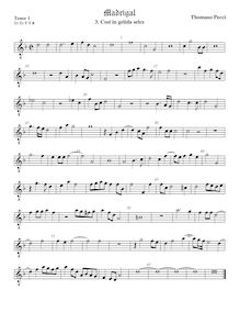Partition ténor viole de gambe 1, octave aigu clef, Madrigali a cinque voci par Tommaso Pecci