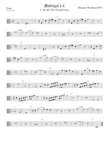 Partition ténor viole de gambe, alto clef, First set of madrigaux par Thomas Weelkes