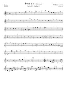 Partition viole de gambe aigue,  No.3 pour 2 violes de gambe et orgue par William Lawes