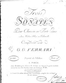 Partition Trios: parties, 3 Trio sonates, Op.25, Ferrari, Giacomo Gotifredo