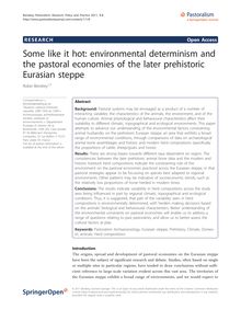 Some like it hot: environmental determinism and the pastoral economies of the later prehistoric Eurasian steppe