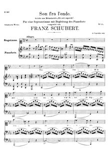 Partition complète, Son fra l onde, D.78, I Am Among the Waves, Schubert, Franz