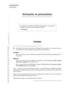Antonymie, Antonymes et permutations