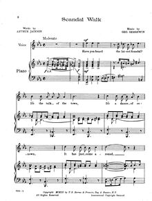 Partition de piano, Scandal Walk, E♭ (transposed?), Gershwin, George