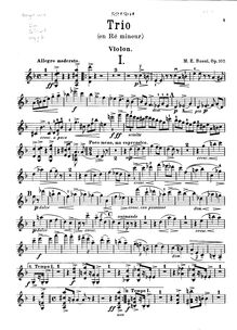 Partition violon, Piano Trio, D minor, Bossi, Marco Enrico
