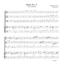 Partition complète,  No.3 pour 3 violes de gambe et orgue, Lawes, William par William Lawes