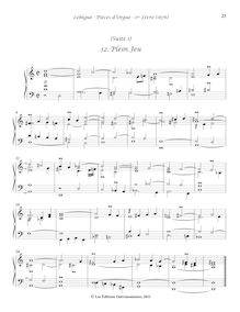 Partition , Plein Jeu, Livre d orgue No.1, Premier Livre d Orgue par Nicolas Lebègue