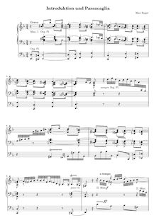 Partition complète, Introduction und Passacaglia für Orgel (en d-Moll), ohne Opus par Max Reger