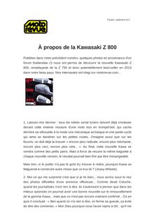 À propos de la Kawasaki Z 800