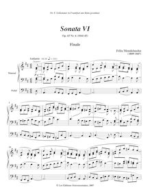 Partition Finale. Andante, 6 sonates pour orgue, Mendelssohn, Felix