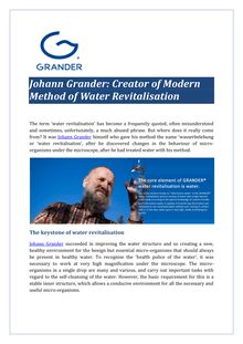 Johann Grander: Creator of Modern Method of Water Revitalisation