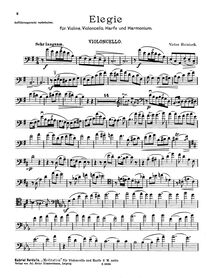 Partition de violoncelle, Elegy pour violon, violoncelle, harpe et Harmonium