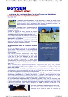 « La défense des intérêts de l Etat d Israël en France » de Marc ...