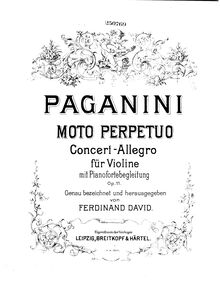 Partition de piano, Moto perpetuo, Op.11, Paganini, Niccolò