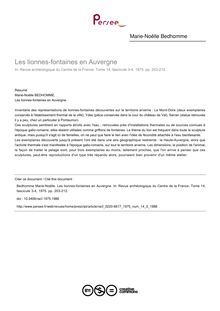 Les lionnes-fontaines en Auvergne - article ; n°3 ; vol.14, pg 203-212