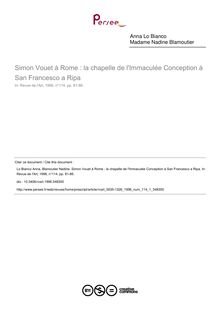 Simon Vouet à Rome : la chapelle de l Immaculée Conception à San Francesco a Ripa - article ; n°1 ; vol.114, pg 81-86