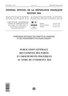 JO - publication des comptes des partis pour l’exercice 2012