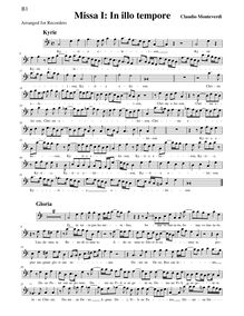 Partition basse 1 enregistrement , Missa da Capella a sei voci fatta sopra il motetto en illo tempore del Gomberti