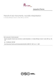 Haoulti et ses monuments, nouvelle interprétation - article ; n°1 ; vol.7, pg 125-140