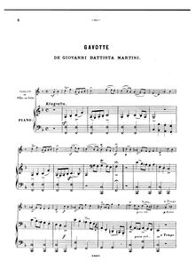 Partition de piano, Gavotte, Martini, Giovanni Battista par Giovanni Battista Martini