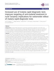Increased use of malaria rapid diagnostic tests improves targeting of anti-malarial treatment in rural Tanzania: implications for nationwide rollout of malaria rapid diagnostic tests
